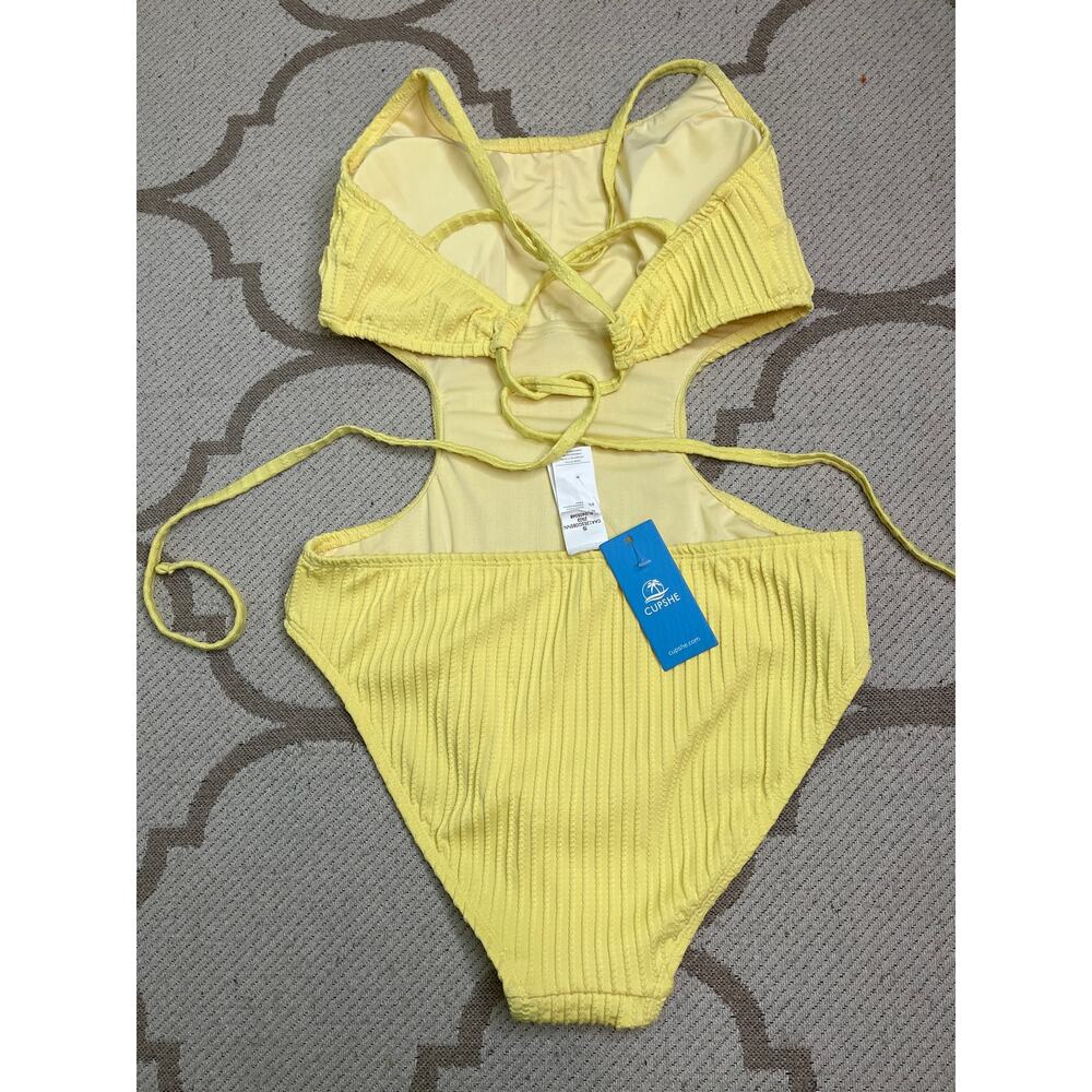 Cupshe Buttercream Bliss Yellow Monokini Swimsuit, size small, NWT - Picture 5 of 12